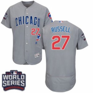 Men\'s Majestic Chicago Cubs #27 Addison Russell Grey 2016 World Series Bound Flexbase Authentic Collection MLB Jersey