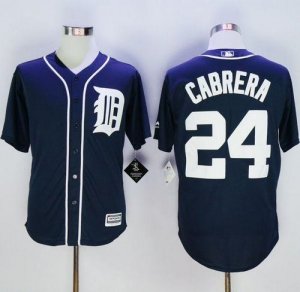 Men Detroit Tigers #24 Miguel Cabrera Navy Blue New Cool Base Stitched Baseball Jersey