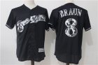 Brewers #8 Ryan Braun Black Cool Base Jersey