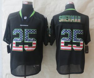 Nike Seattle Seahawks #25 Sherman Black Jerseys(USA Flag Fashion Elite)