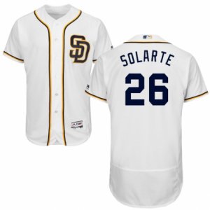 Men\'s Majestic San Diego Padres #26 Yangervis Solarte White Flexbase Authentic Collection MLB Jersey