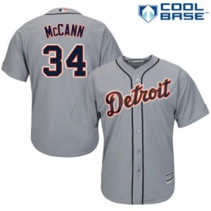 Men\'s Majestic Detroit Tigers #34 James McCann Replica Grey Road Cool Base MLB Jersey