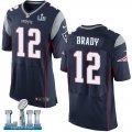 Mens Nike New England Patriots #12 Tom Brady Navy 2018 Super Bowl LII Elite Jersey