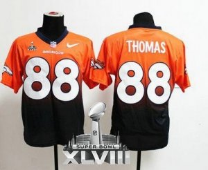 Nike Denver Broncos #88 Demaryius Thomas Orange-Navy Blue Super Bowl XLVIII NFL Elite Fadeaway Fashion Jersey