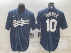 Dodgers #10 Justin Turner Blue Nike Throwback Cool Base Jersey