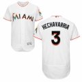 Men's Majestic Miami Marlins #3 Adeiny Hechavarria White Flexbase Authentic Collection MLB Jersey