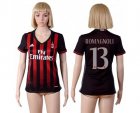 Womens AC Milan #13 Romagnoli Home Soccer Club Jersey