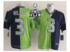 2015 Super Bowl XLIX nike nfl jerseys seattle seahawks #3 wilson blue-green[Elite split]