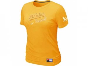 women Oakland Athletics Nike Yellow Short Sleeve Practice T-Shirt