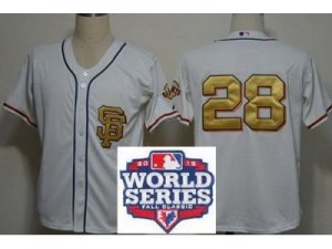 MLB San Francisco Giants #28 Buster Posey Cream Gold Number(2012 World Series)