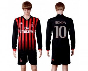 AC Milan #10 Honda Home Long Sleeves Soccer Club Jersey