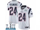 Men Nike New England Patriots #24 Stephon Gilmore White Vapor Untouchable Limited Player Super Bowl LII NFL Jersey