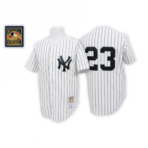 Men\'s Mitchell and Ness New York Yankees #23 Don Mattingly Replica White Throwback MLB Jersey