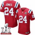 Mens Nike New England Patriots #24 Cyrus Jones Elite Red Alternate Super Bowl LI 51 NFL Jersey