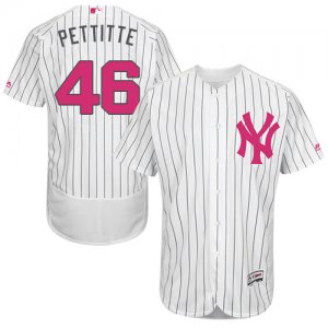 Men\'s Majestic New York Yankees #46 Andy Pettitte Authentic White 2016 Mother\'s Day Fashion Flex Base MLB Jersey