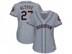 Women Majestic Houston Astros #27 Jose Altuve Replica Grey Road 2017 World Series Bound Cool Base MLB Jersey