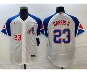 Men\'s Atlanta Braves #23 Michael Harris II Number White 2023 City Connect Flex Base Stitched Baseball Jersey