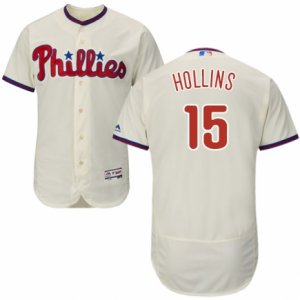 Men\'s Majestic Philadelphia Phillies #15 Dave Hollins Cream Flexbase Authentic Collection MLB Jersey