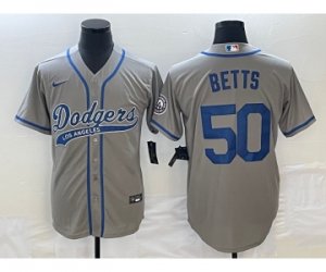 Men\'s Los Angeles Dodgers #50 Mookie Betts Grey Cool Base Stitched Baseball Jersey1