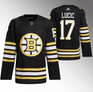 Men\'s Boston Bruins #17 Milan Lucic Black 100th Anniversary StitchedStitched Jersey