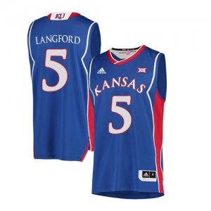 Kansas Jayhawks #5 Keith Langford Blue Throwback College Basketball Jersey