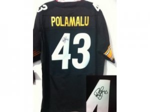 Nike Pittsburgh Steelers #43 Troy Polamalu Black Jerseys(Signed Elite)