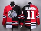 NHL Chicago Blackhawks #11 Andrew Desjardins Red&Black Split jerseys(white Skull)