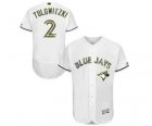 Mens Majestic Toronto Blue Jays #2 Troy Tulowitzki Authentic White 2016 Memorial Day Fashion Flex Base MLB Jersey