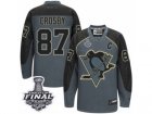 Mens Reebok Pittsburgh Penguins #87 Sidney Crosby Premier Charcoal Cross Check Fashion 2017 Stanley Cup Final NHL Jersey