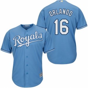 Men\'s Majestic Kansas City Royals #16 Paulo Orlando Replica Light Blue Alternate 1 Cool Base MLB Jersey