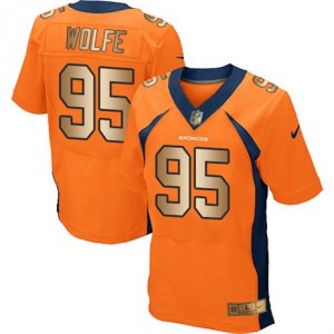 Nike Denver Broncos #95 Derek Wolfe Orange Team Color Mens Stitched NFL New Elite Gold Jersey