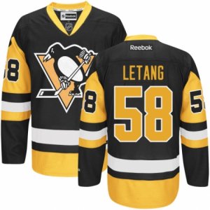 Youth Reebok Pittsburgh Penguins #58 Kris Letang Premier Black Gold Third NHL Jersey