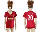 Womens Manchester United #20 v.Persie Red Home Soccer Club Jersey