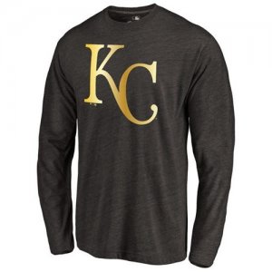 Kansas City Royals Gold Collection Long Sleeve Tri-Blend T-Shirt Black