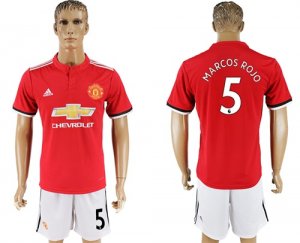 2017-18 Manchester United 5 MARCOS ROJO Home Soccer Jersey