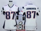 Nike Patriots #87 Rob Gronkowski White Women 2017 Super Bowl LI Game Jersey