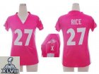 2013 Super Bowl XLVII women NEW nfl baltimore ravens #27 ray rice pink jerseys(draft him ii top)