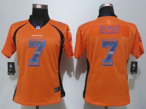 Women New Nike Denver Broncos #7 Elway Orange Strobe Jerseys