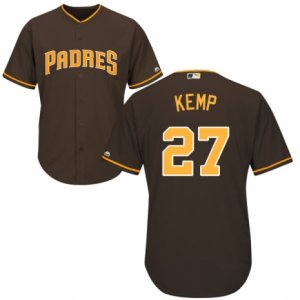 Men\'s Majestic San Diego Padres #27 Matt Kemp Replica Brown Alternate Cool Base MLB Jersey