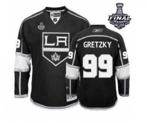 Youth nhl jerseys los angeles kings #99 gretzky black-white[2014 stanley cup]