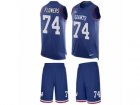 Mens Nike New York Giants #74 Ereck Flowers Limited Royal Blue Tank Top Suit NFL Jersey