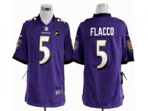 Nike Baltimore Ravens #5 Joe Flacco purple jerseys[game Art Patch]