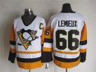 NHL Pittsburgh Penguins #66 Mario Lemieux Throwback white-yellow jerseys