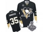 Mens Reebok Pittsburgh Penguins #35 Tom Barrasso Authentic Black Home 2017 Stanley Cup Final NHL Jersey