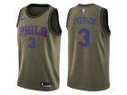 Men Nike Philadelphia 76ers #3 Allen Iverson Green Salute to Service NBA Swingman Jersey