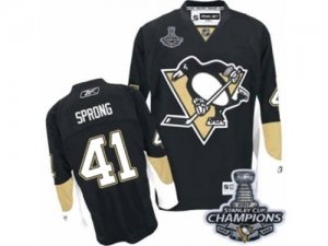 Mens Reebok Pittsburgh Penguins #41 Daniel Sprong Authentic Black Home 2017 Stanley Cup Champions NHL Jersey