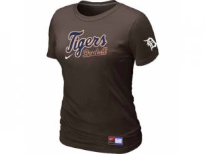 Women Detroit Tigers Nike Brown Short Sleeve Practice T-Shirt