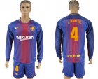 2017-18 Barcelona 4 I. RAKITIC Home Long Sleeve Soccer Jersey