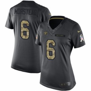 Women\'s Nike New Orleans Saints #6 Thomas Morstead Limited Black 2016 Salute to Service NFL Jersey