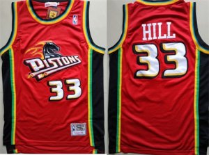 Pistons #33 Grant Hill Red Hardwood Classics Jersey